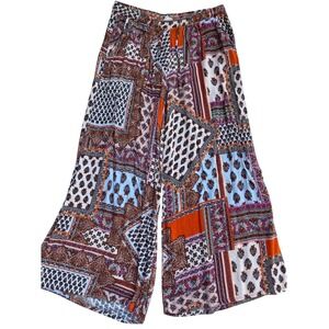 Christian Siriano‎ Size Small Patchwork Print Wide Leg Palazzo Pants Bohemian